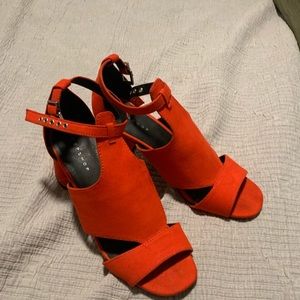 Top shop red strap block heels